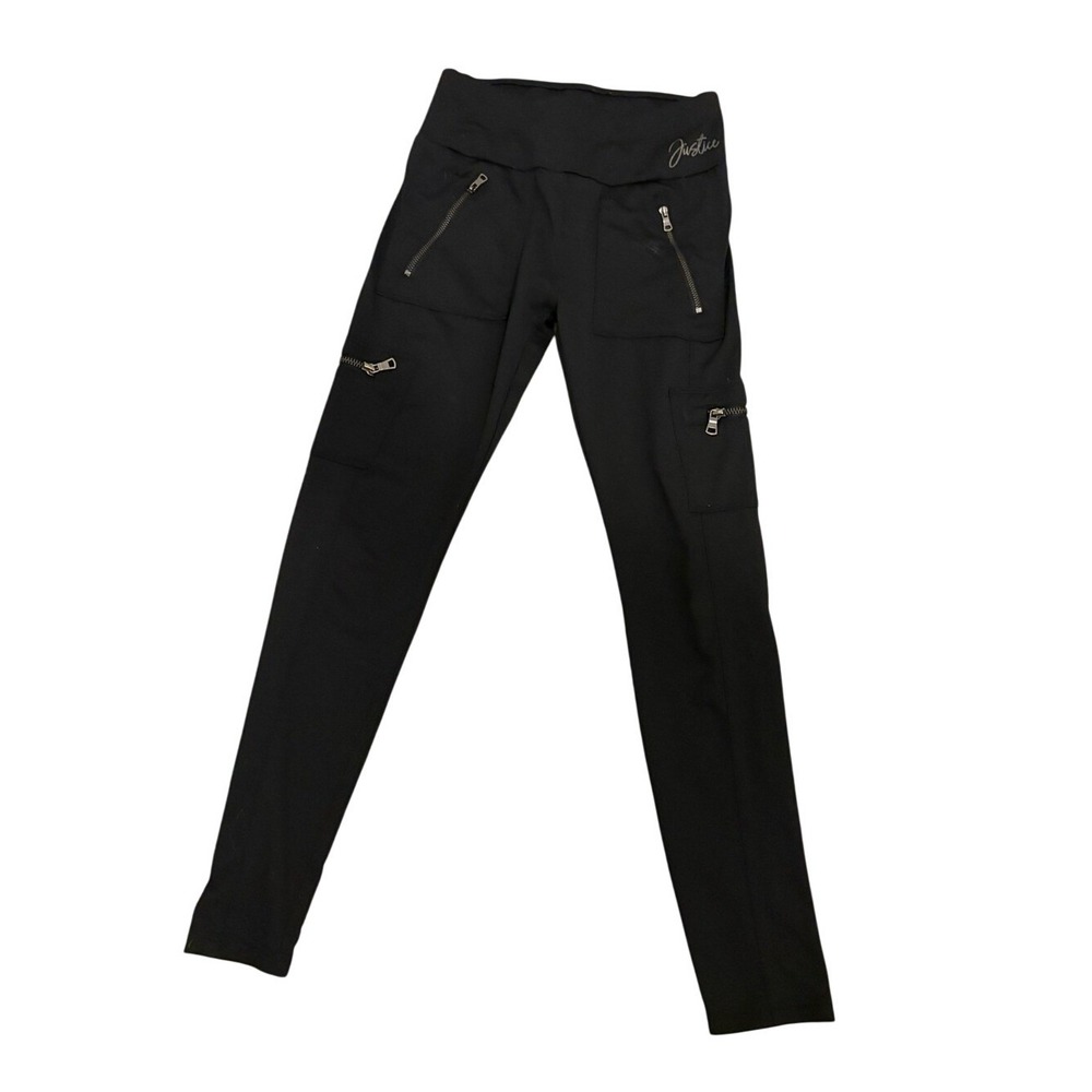 Justice Active Girls Black Zip-Pocket Leggings